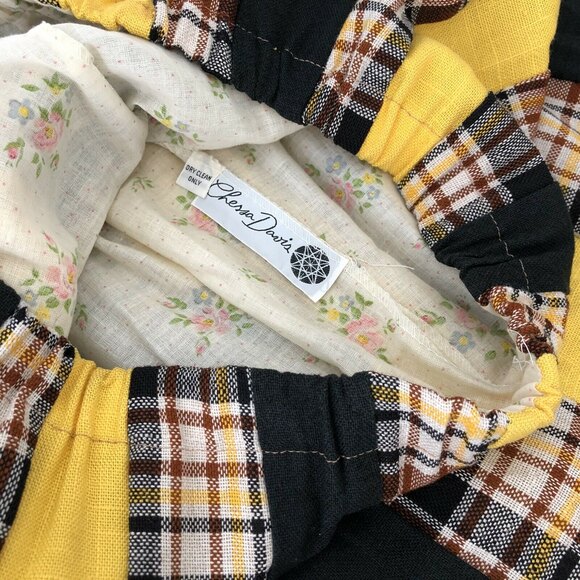 Vintage Chessa Davis Maxi Skirt Women's Medium Black Yellow Check Cottagecore - Picture 5 of 8